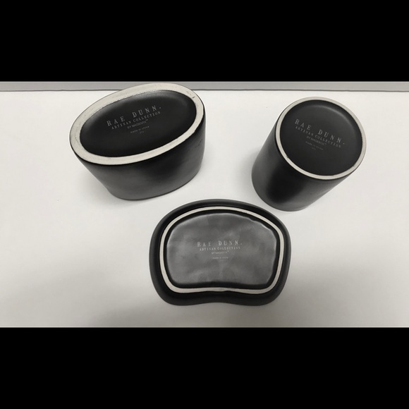 🆕 🖤 🎉HP🎉New Rae Dunn Black Collection 3pc Set - Picture 7 of 8